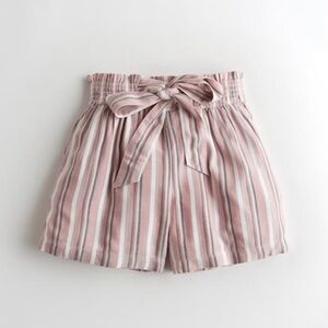 Hollister Women’s Ultra High-rise Paper Bag Shorts Striped Pink Stretch Small S